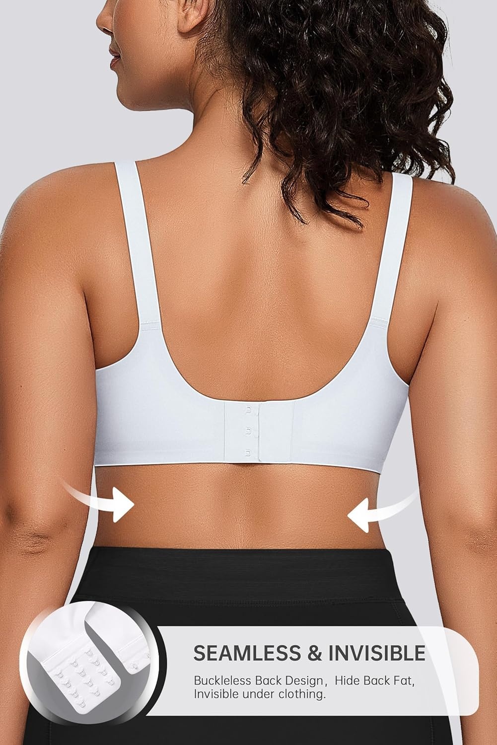 image:imageOEAK Womens Seamless Bras Jelly Comfortable Bra No Underwire Full Support Bra Push Up Plus Size V Neck Sleeping Tshirt BrasWhite