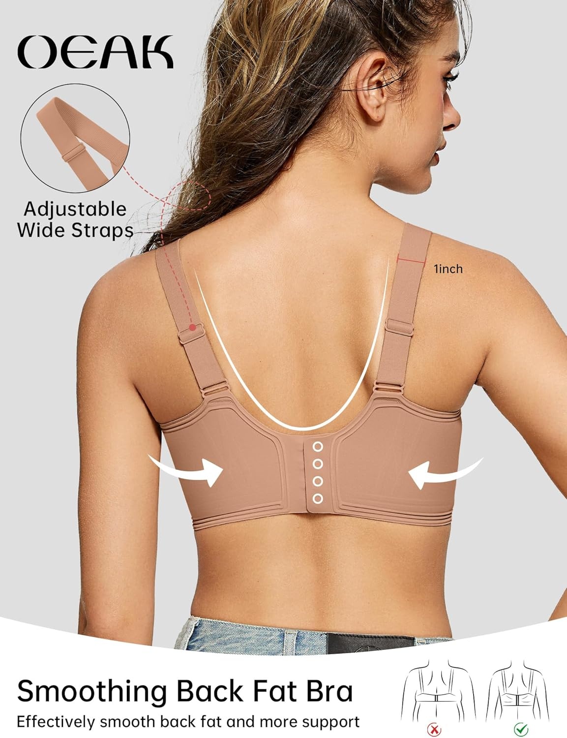 image:imageOEAK Womens Seamless Push Up Bras No Underwire Full Coverage Anti Sagging Comfortable V Neck Bra Wireless Everyday Jelly Bra ApricotL