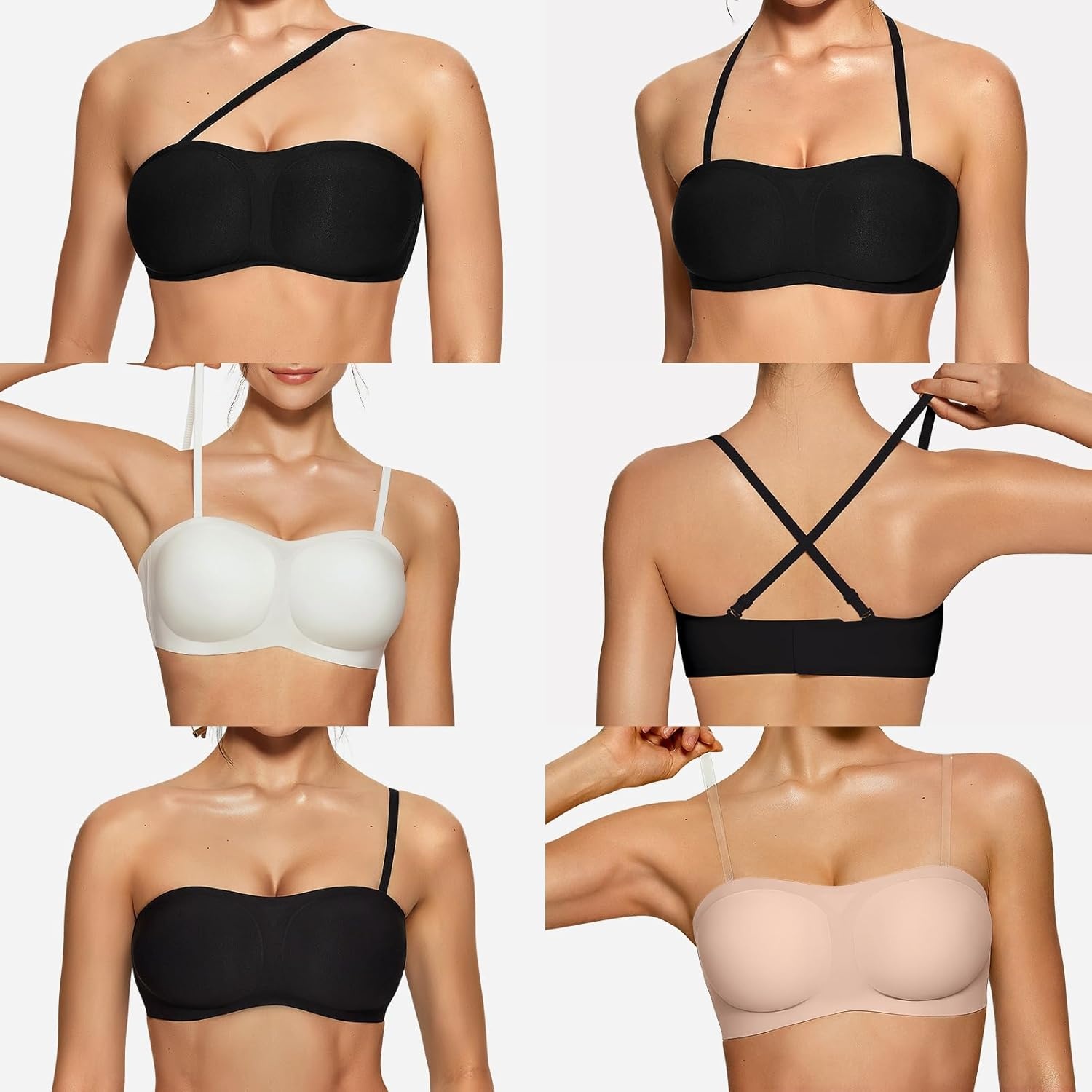 image:imageOEAK Womens Strapless Bras Push Up Bandeau Bra amp Tummy Control Shapewear Nude S