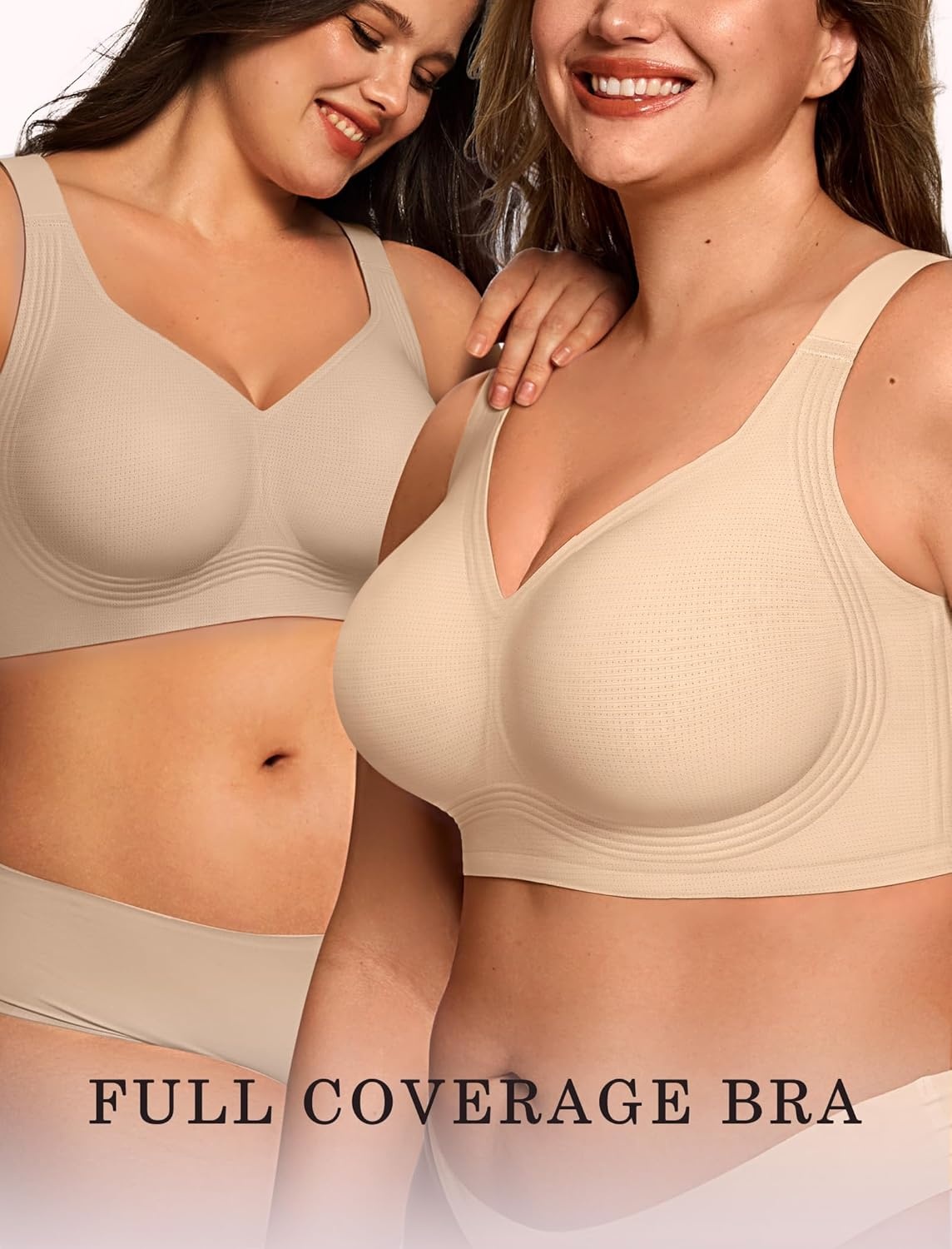 image:imageOEAK Womens Wireless Jelly Bra Plus Size Supportive Seamless Bras Full Coverage Push Up Comfortable No Underwire Tshirt BrasAiry Nude