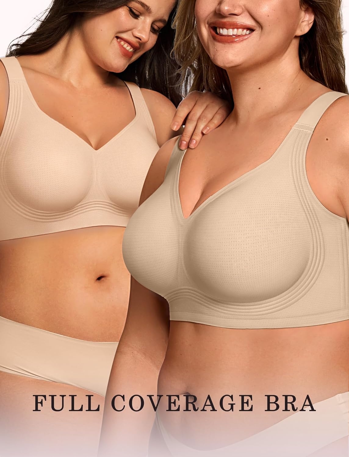 image:imageOEAK Womens Wireless Jelly Bra Plus Size Supportive Seamless Bras Full Coverage Push Up Comfortable No Underwire Tshirt BrasAiry Skin