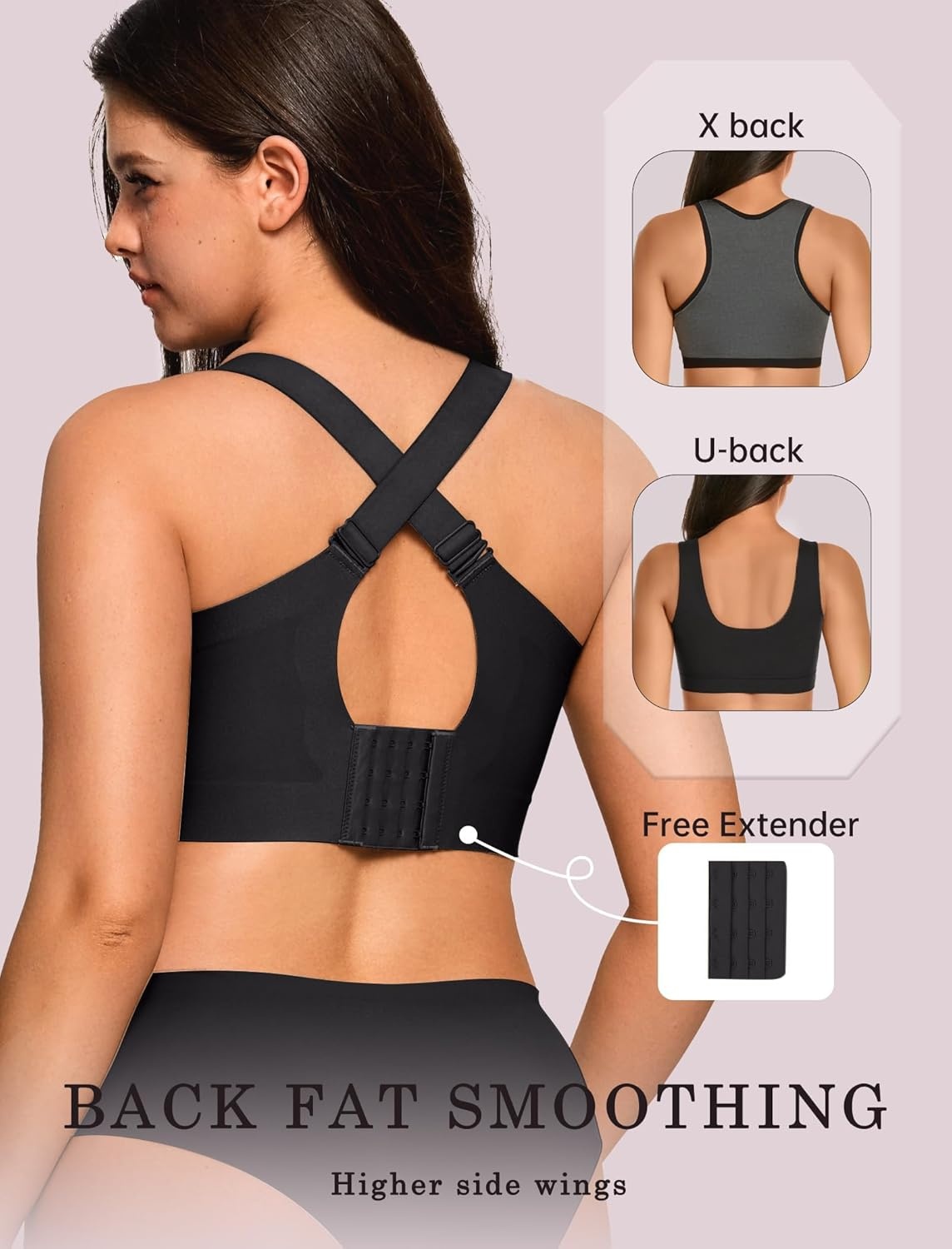 image:imageOEAK Womens Wireless Jelly Bra Plus Size Supportive Seamless Bras Full Coverage Push Up Comfortable No Underwire Tshirt BrasBlack