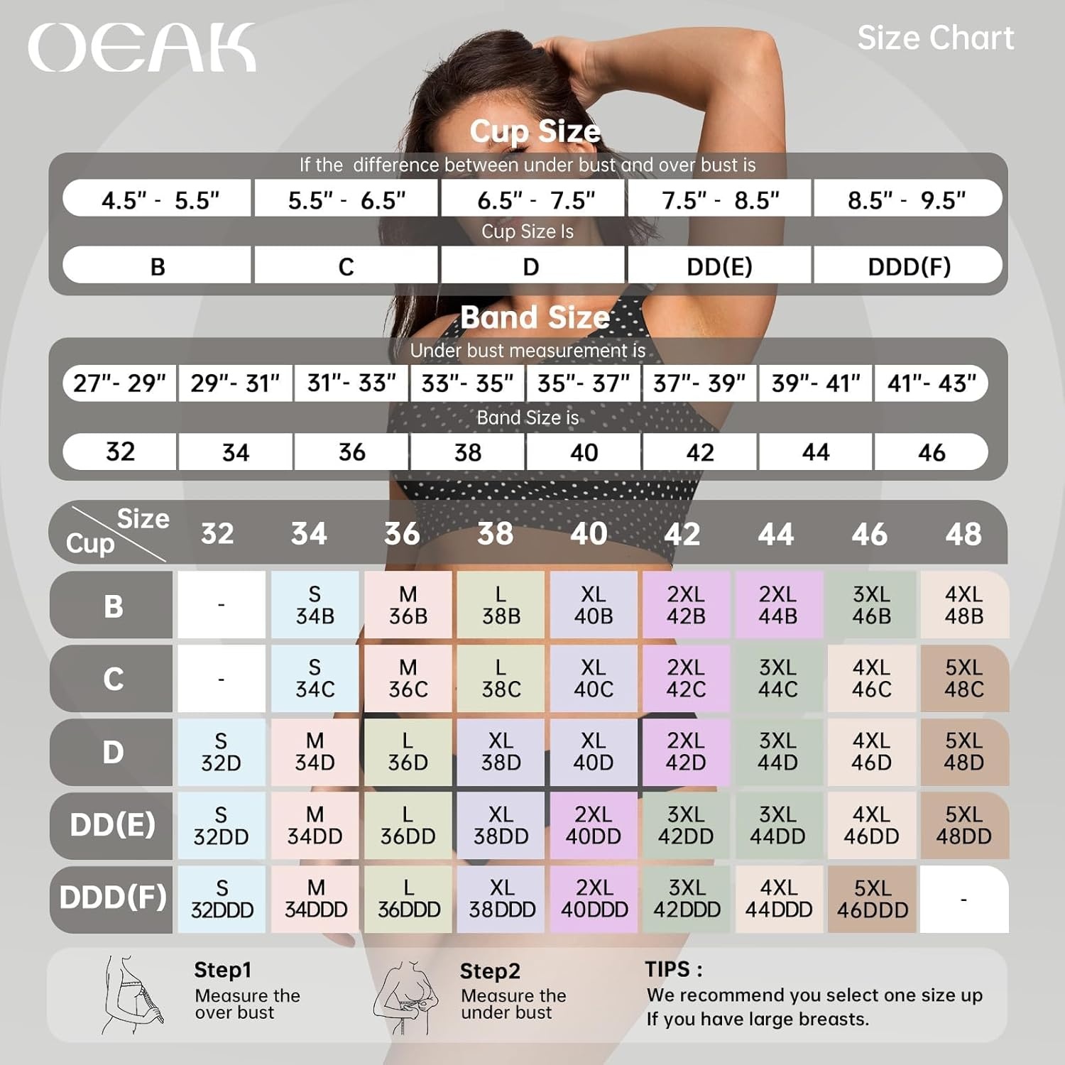 image:imageOEAK Womens Wireless Jelly Bra Plus Size Supportive Seamless Bras Full Coverage Push Up Comfortable No Underwire Tshirt BrasBlack With White Polka Dot
