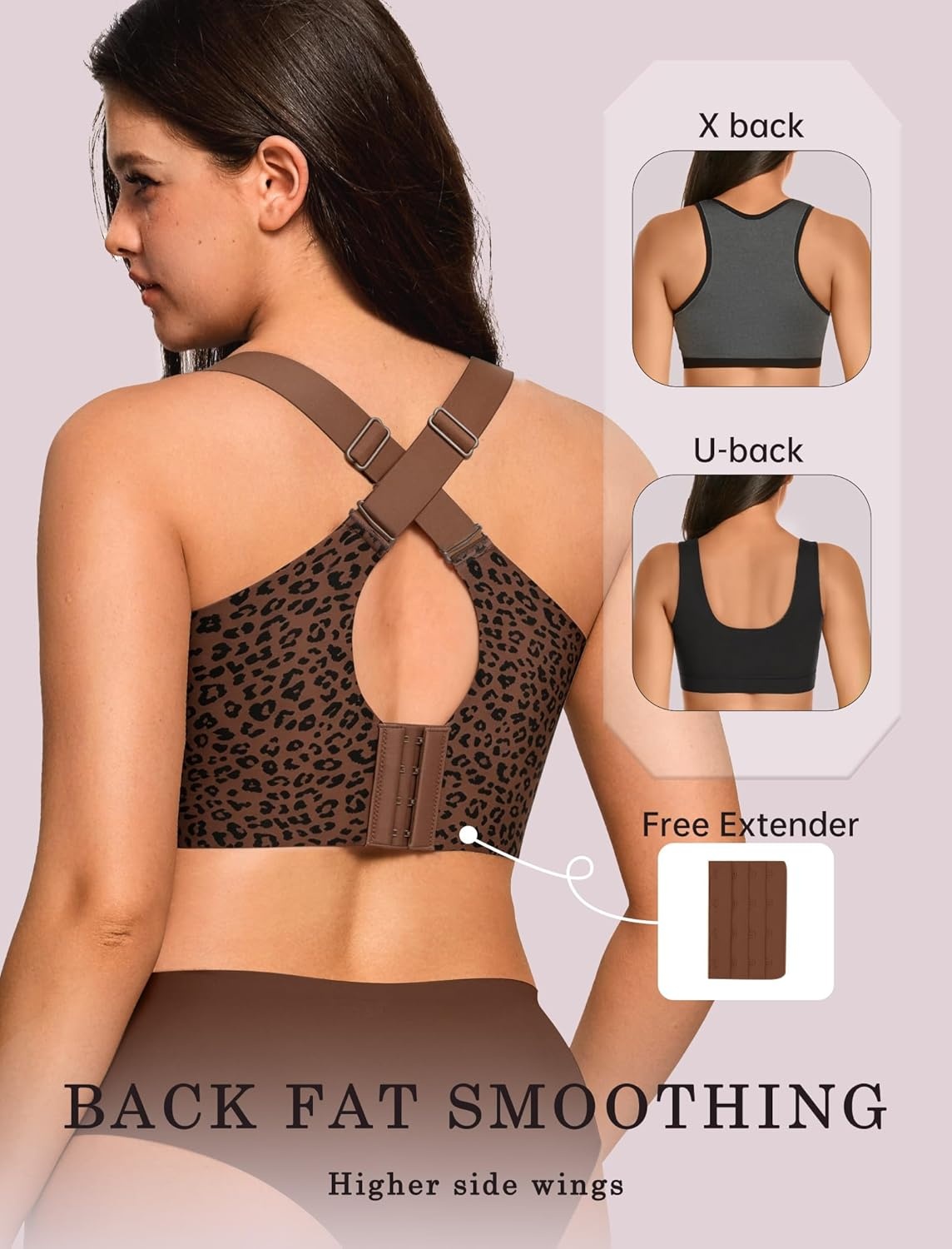 image:imageOEAK Womens Wireless Jelly Bra Plus Size Supportive Seamless Bras Full Coverage Push Up Comfortable No Underwire Tshirt BrasCoffee Leopard