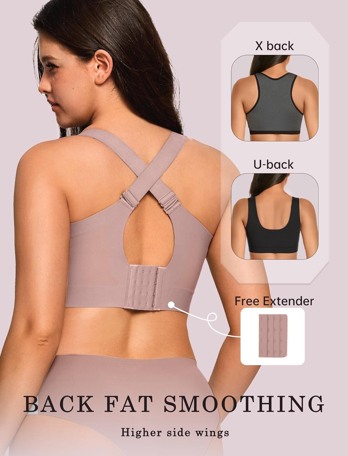 image:imageOEAK Womens Wireless Jelly Bra Plus Size Supportive Seamless Bras Full Coverage Push Up Comfortable No Underwire Tshirt BrasDusty Rose