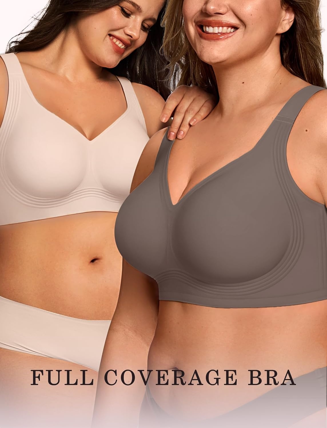 image:imageOEAK Womens Wireless Jelly Bra Plus Size Supportive Seamless Bras Full Coverage Push Up Comfortable No Underwire Tshirt BrasGrey