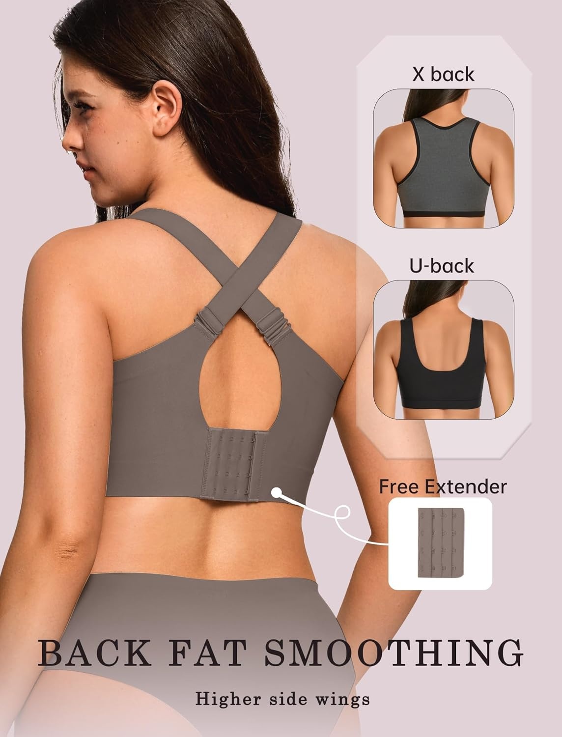 image:imageOEAK Womens Wireless Jelly Bra Plus Size Supportive Seamless Bras Full Coverage Push Up Comfortable No Underwire Tshirt BrasGrey