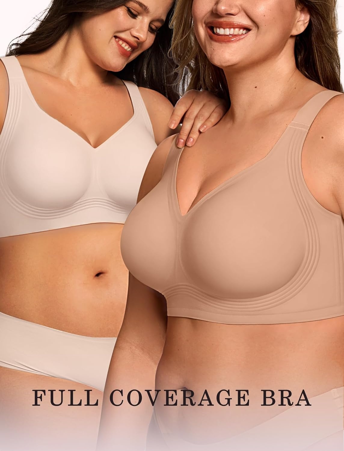 image:imageOEAK Womens Wireless Jelly Bra Plus Size Supportive Seamless Bras Full Coverage Push Up Comfortable No Underwire Tshirt BrasHoney