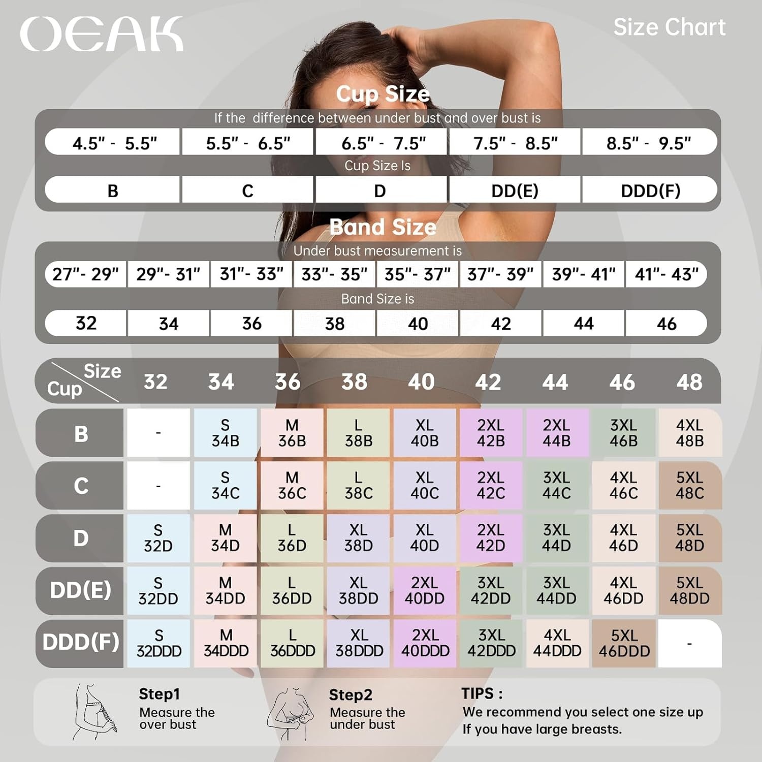 image:imageOEAK Womens Wireless Jelly Bra Plus Size Supportive Seamless Bras Full Coverage Push Up Comfortable No Underwire Tshirt BrasLatte