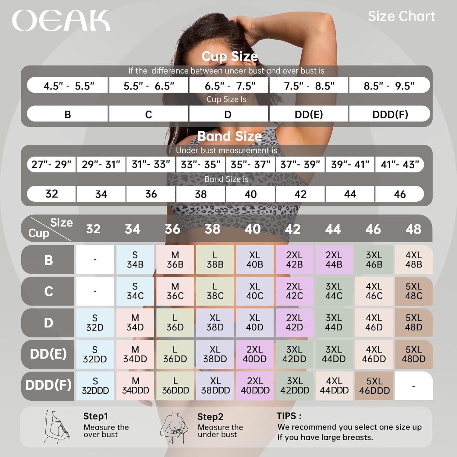 image:imageOEAK Womens Wireless Jelly Bra Plus Size Supportive Seamless Bras Full Coverage Push Up Comfortable No Underwire Tshirt BrasLeopard Grey