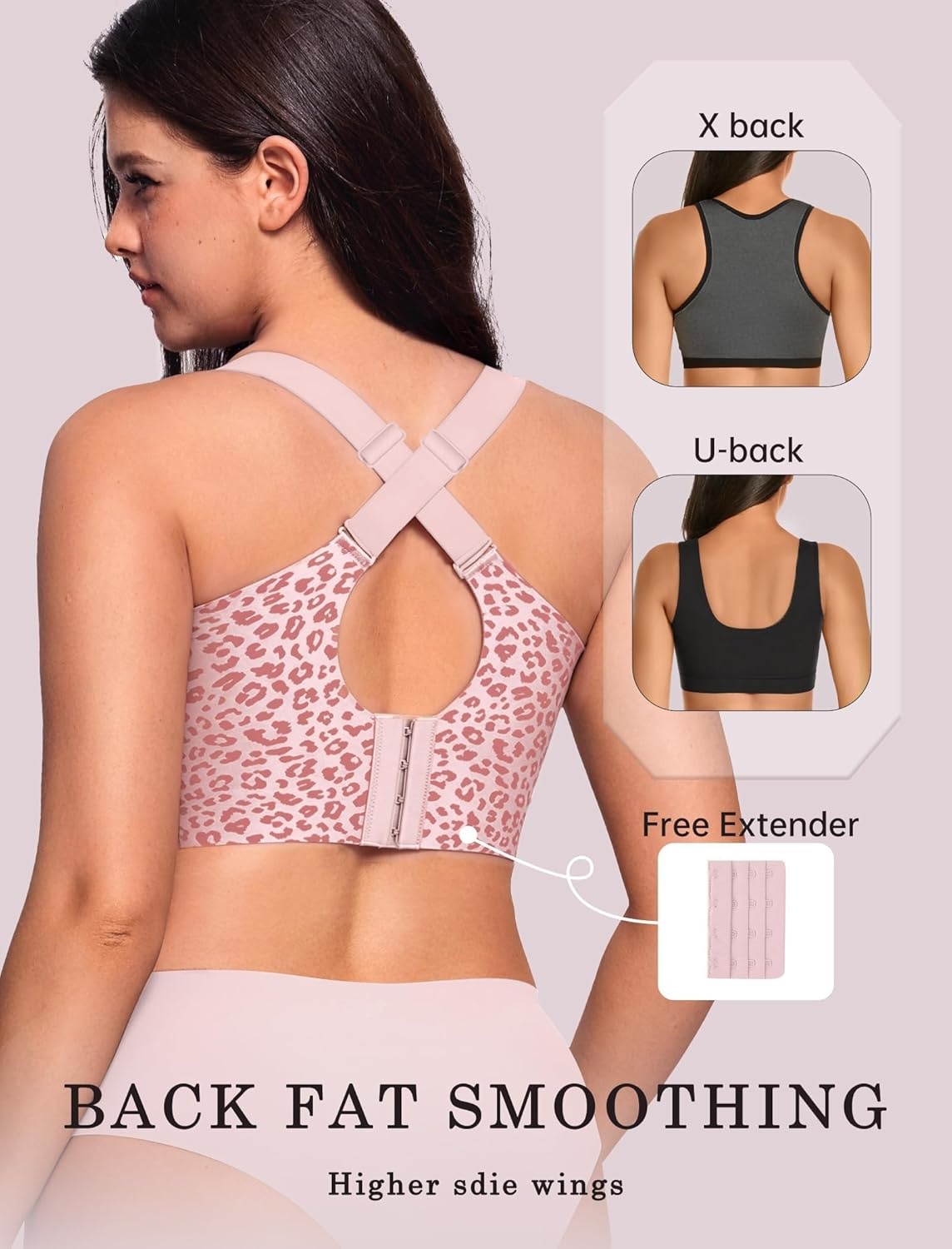image:imageOEAK Womens Wireless Jelly Bra Plus Size Supportive Seamless Bras Full Coverage Push Up Comfortable No Underwire Tshirt BrasPink Leopard