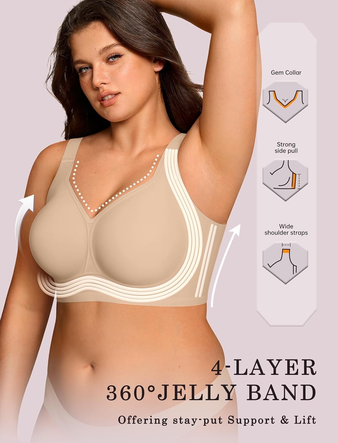 image:imageOEAK Womens Wireless Jelly Bra Plus Size Supportive Seamless Bras Full Coverage Push Up Comfortable No Underwire Tshirt BrasSemolina