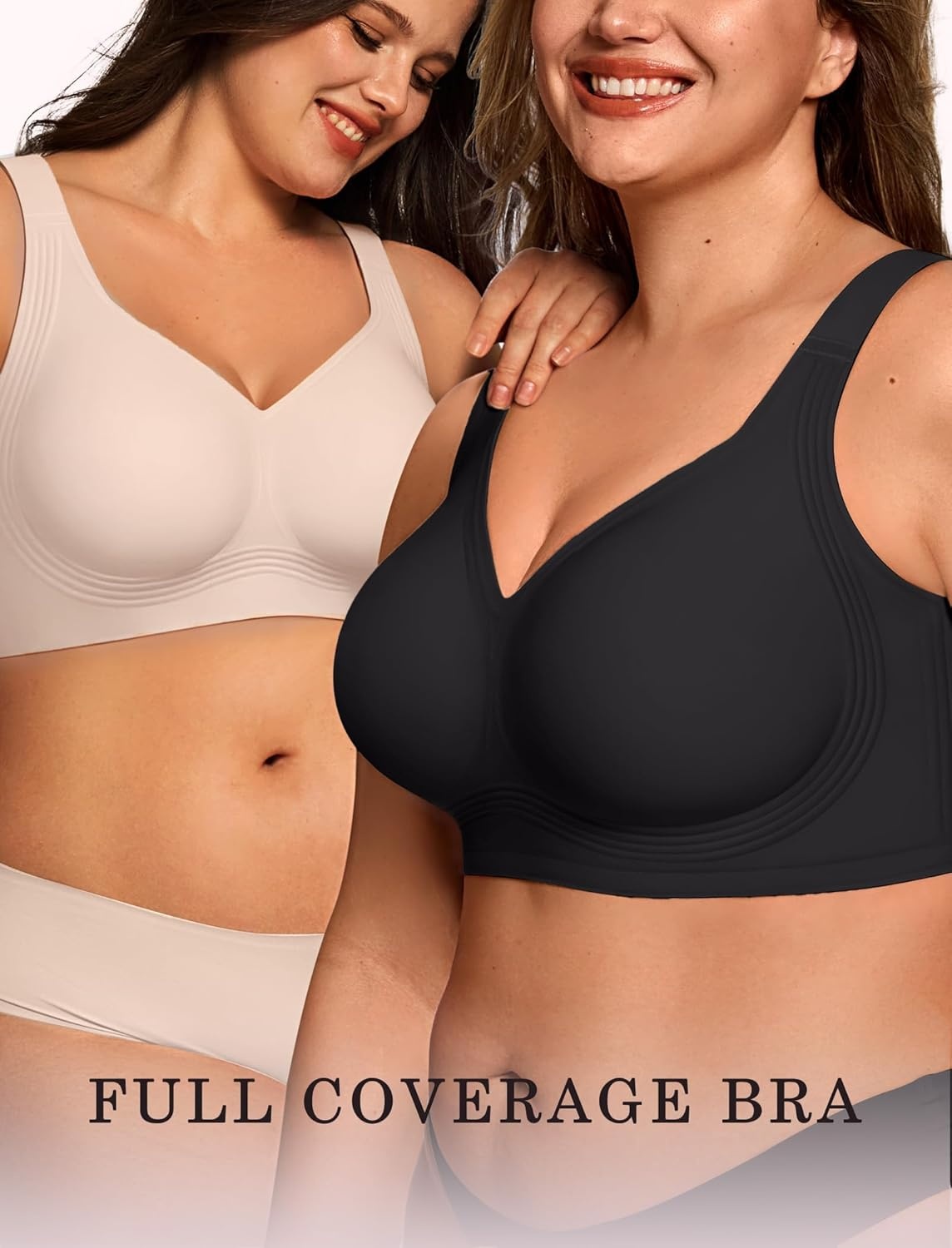 image:imageOEAK Womens Wireless Jelly Bra Plus Size Supportive Seamless Bras Full Coverage Push Up Comfortable No Underwire Tshirt BrasSkin Color