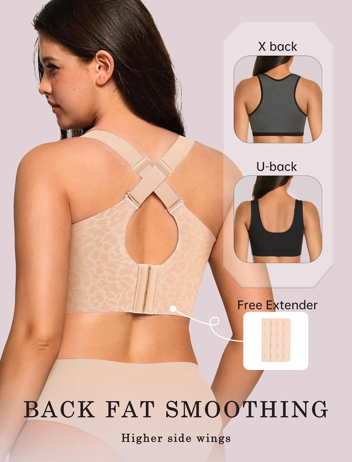 image:imageOEAK Womens Wireless Jelly Bra Plus Size Supportive Seamless Bras Full Coverage Push Up Comfortable No Underwire Tshirt BrasSkin Leopard