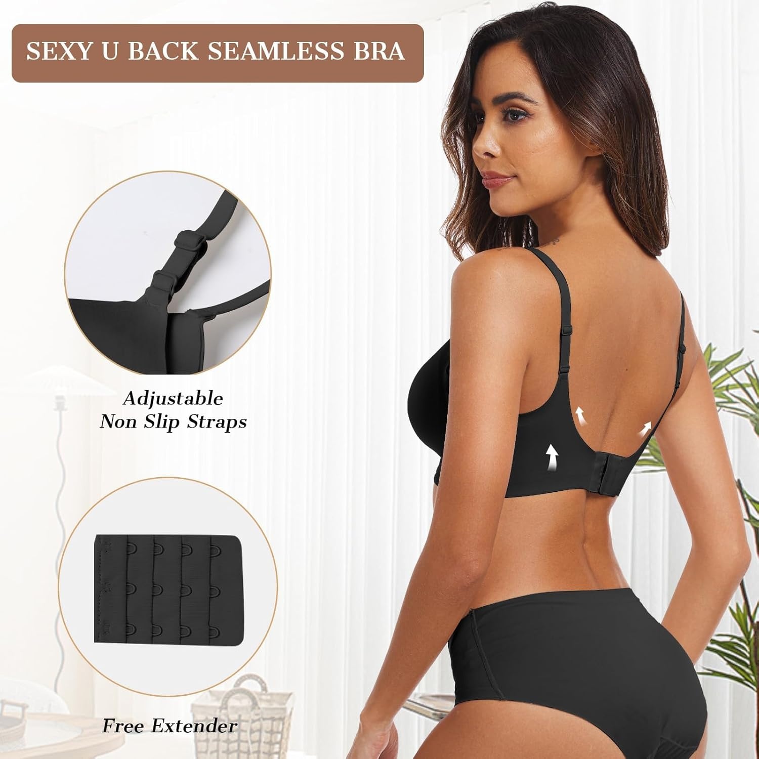 image:imageOEAK Womens Wireless Jelly Bras Comfortable Push Up Bra No Underwire Gel Bra Full Support Lift Everyday Seamless Tshirt BrasBlack