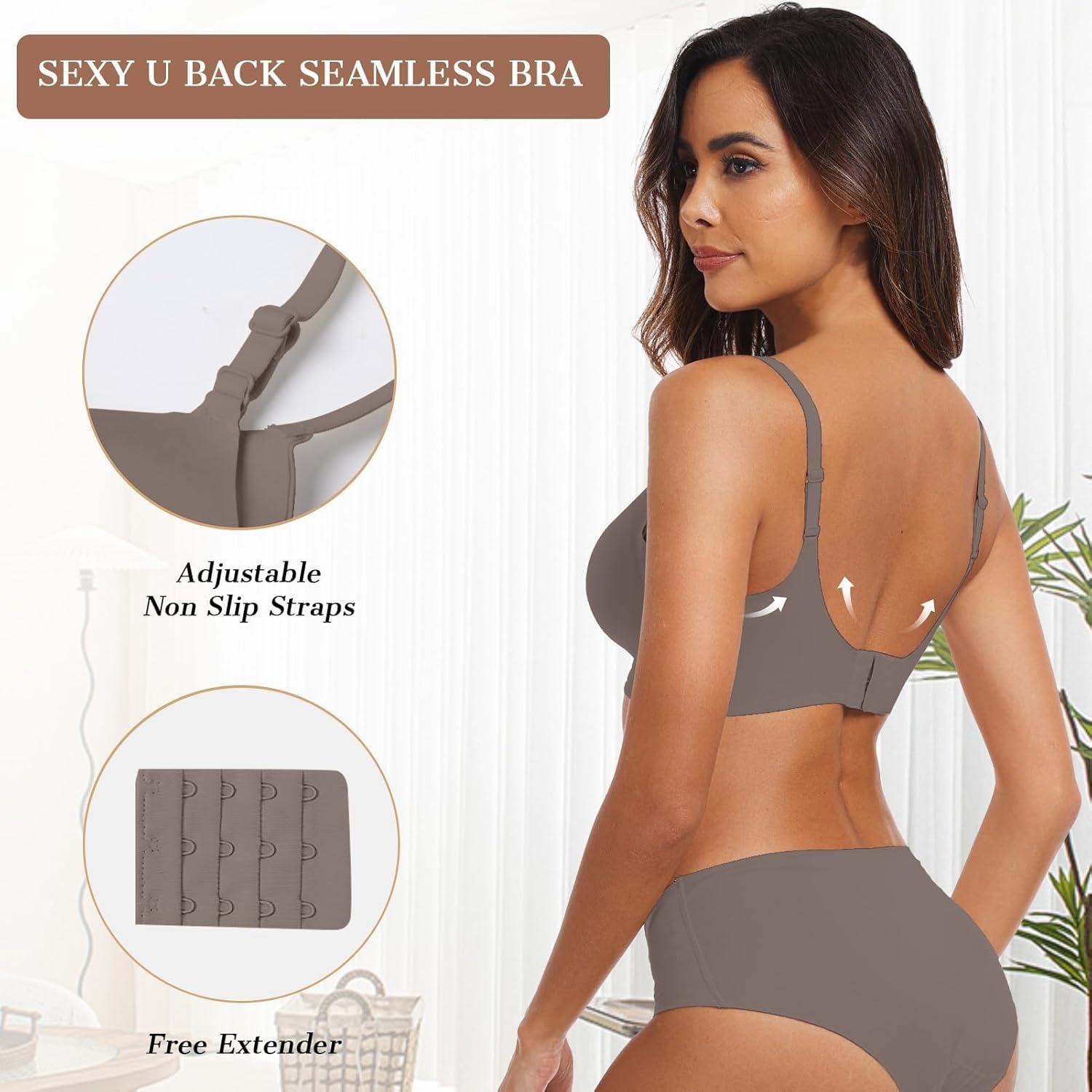 image:imageOEAK Womens Wireless Jelly Bras Comfortable Push Up Bra No Underwire Gel Bra Full Support Lift Everyday Seamless Tshirt BrasGrey