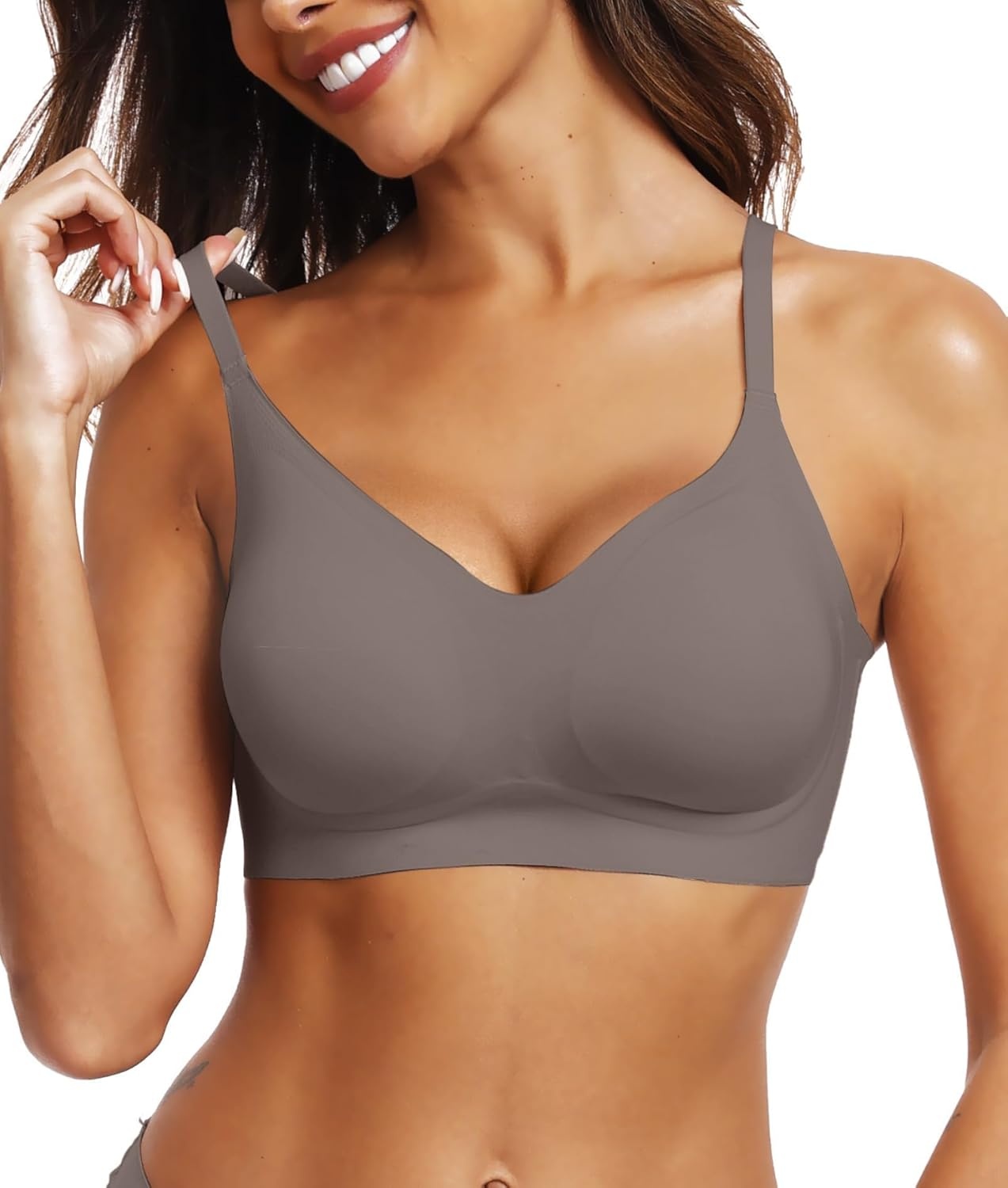 image:imageOEAK Womens Wireless Jelly Bras Comfortable Push Up Bra No Underwire Gel Bra Full Support Lift Everyday Seamless Tshirt BrasGrey