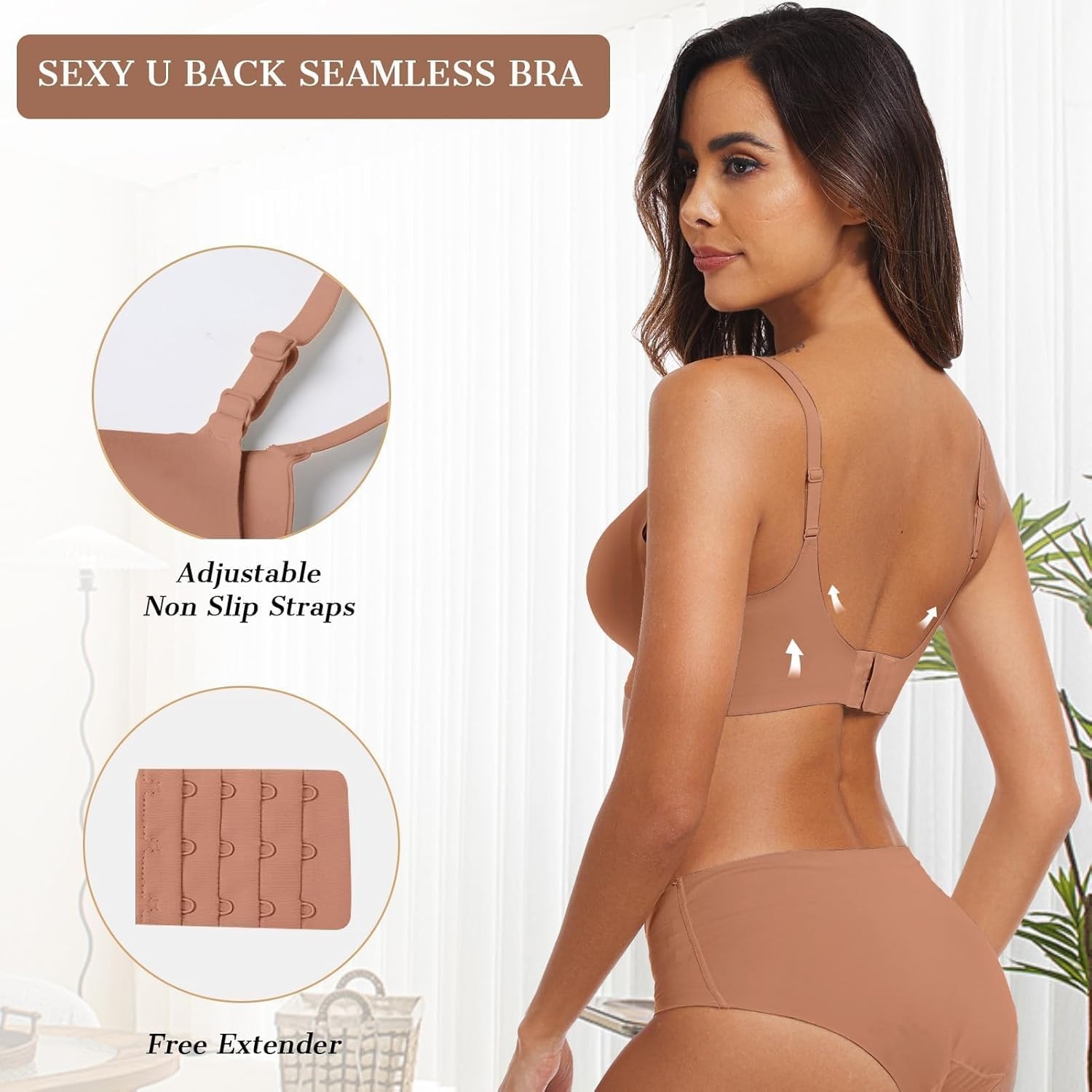 image:imageOEAK Womens Wireless Jelly Bras Comfortable Push Up Bra No Underwire Gel Bra Full Support Lift Everyday Seamless Tshirt BrasLatte