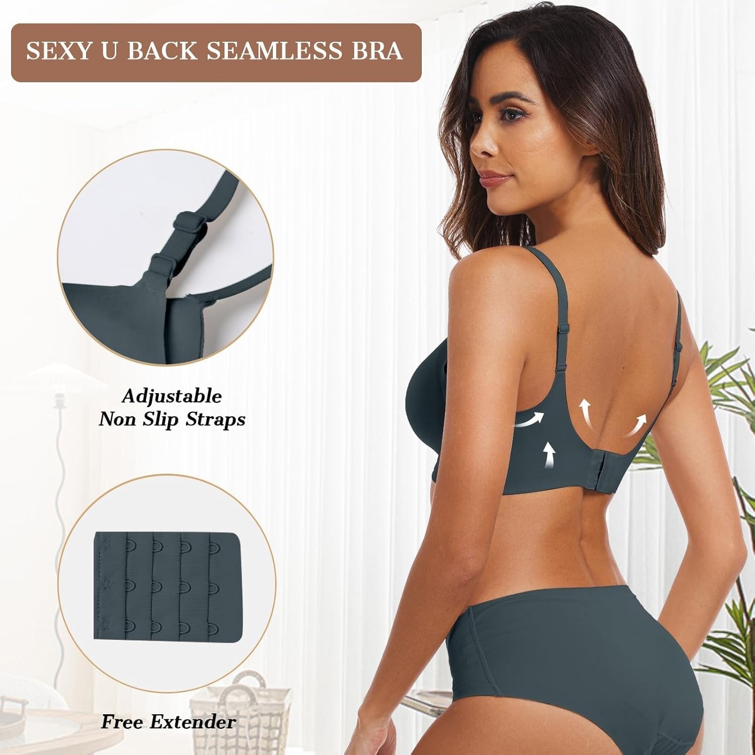 image:imageOEAK Womens Wireless Jelly Bras Comfortable Push Up Bra No Underwire Gel Bra Full Support Lift Everyday Seamless Tshirt BrasNavy