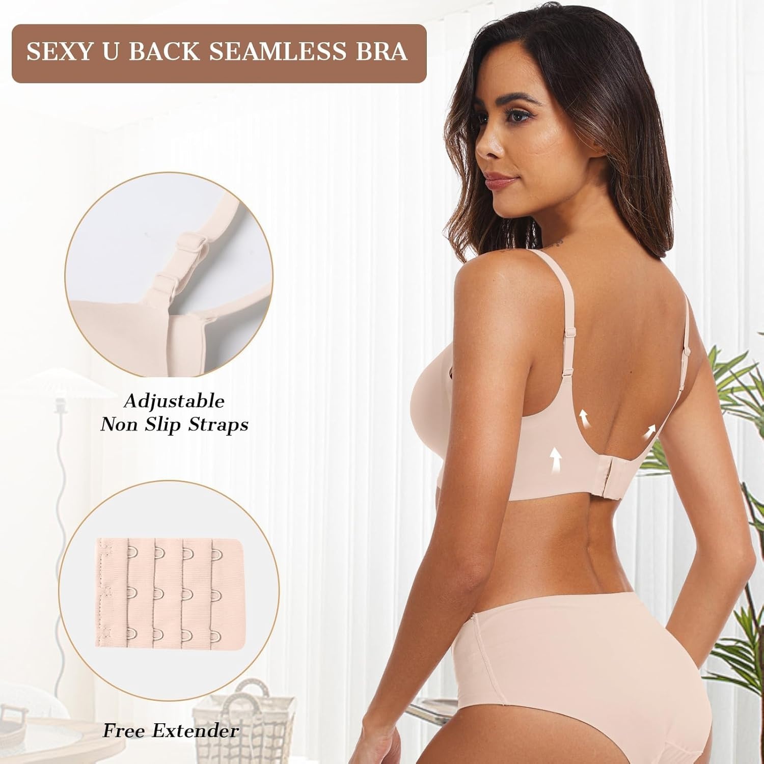 image:imageOEAK Womens Wireless Jelly Bras Comfortable Push Up Bra No Underwire Gel Bra Full Support Lift Everyday Seamless Tshirt BrasNude