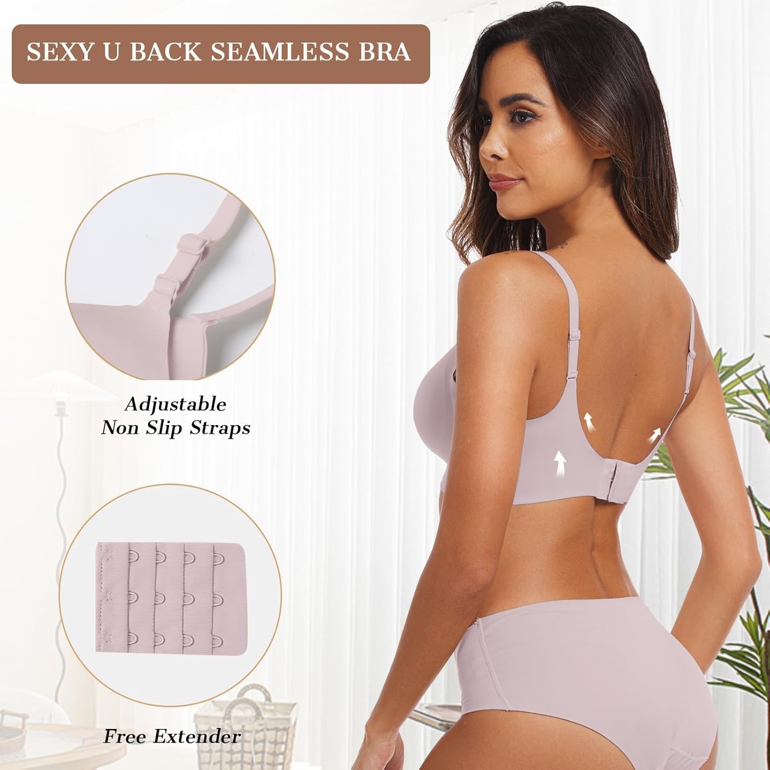 image:imageOEAK Womens Wireless Jelly Bras Comfortable Push Up Bra No Underwire Gel Bra Full Support Lift Everyday Seamless Tshirt BrasPink