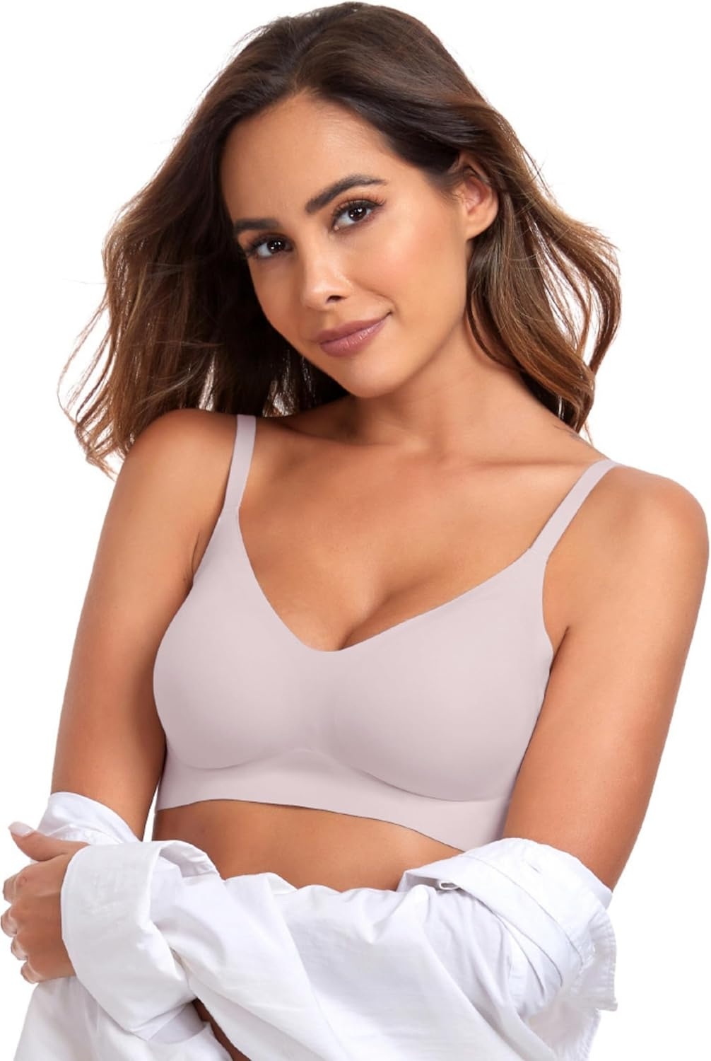 image:imageOEAK Womens Wireless Jelly Bras Comfortable Push Up Bra No Underwire Gel Bra Full Support Lift Everyday Seamless Tshirt BrasPink