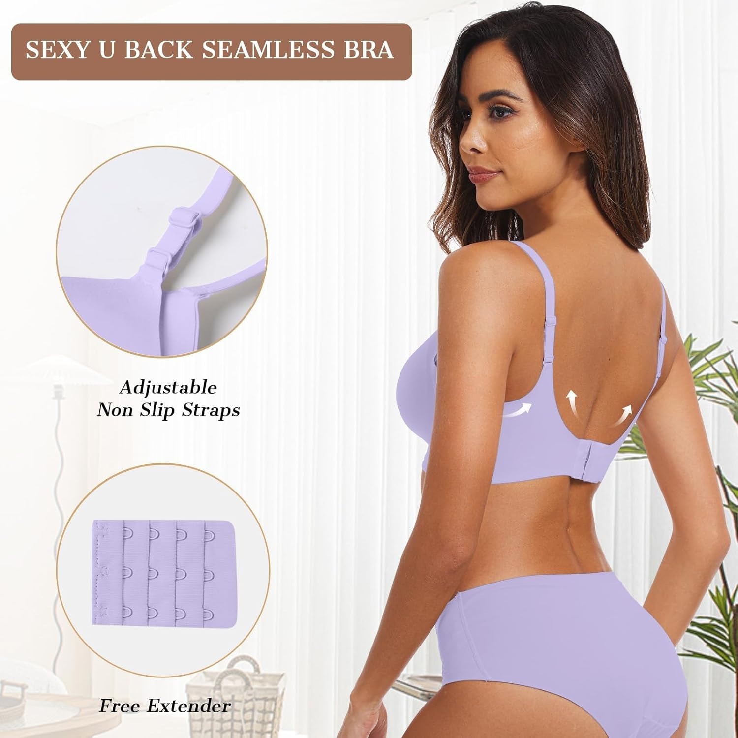 image:imageOEAK Womens Wireless Jelly Bras Comfortable Push Up Bra No Underwire Gel Bra Full Support Lift Everyday Seamless Tshirt BrasPurple