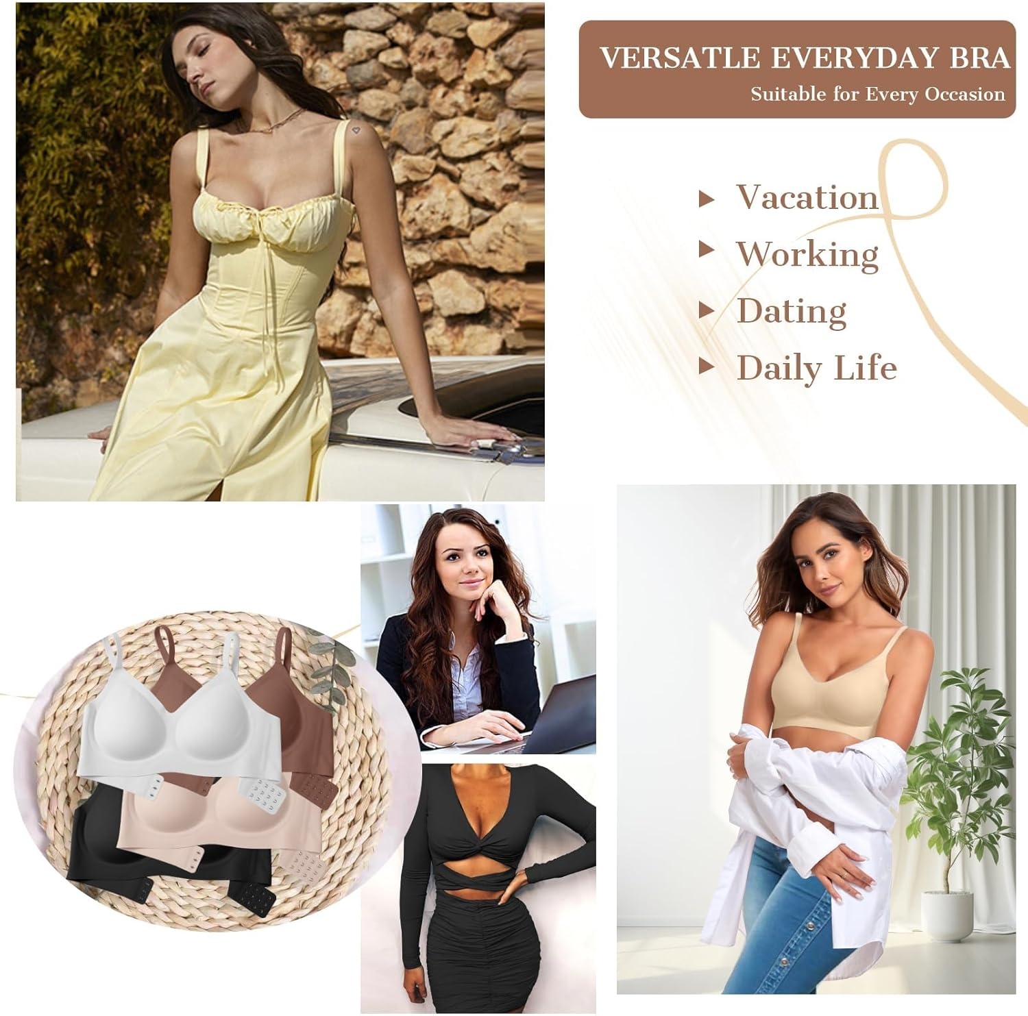image:imageOEAK Womens Wireless Jelly Bras Comfortable Push Up Bra No Underwire Gel Bra Full Support Lift Everyday Seamless Tshirt BrasSemolina