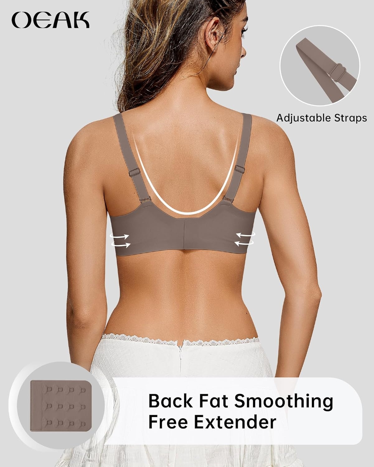 image:imageOEAK Womens Wireless Jelly Bras Scalloped Push Up No Underwire Bralette Supportive Tshirt Bra Seamless Comfortable BrasGrey