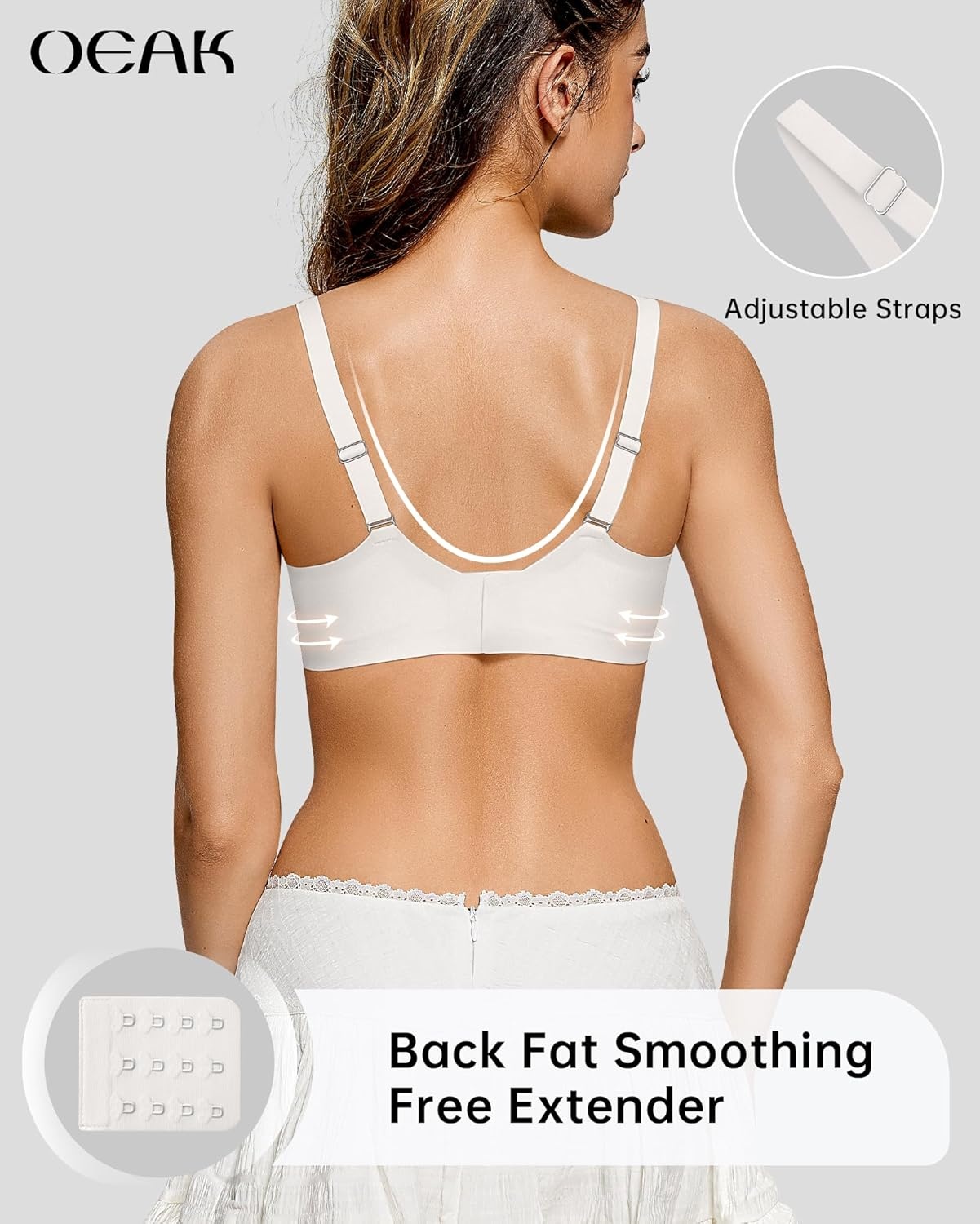 image:imageOEAK Womens Wireless Jelly Bras Scalloped Push Up No Underwire Bralette Supportive Tshirt Bra Seamless Comfortable BrasWhite