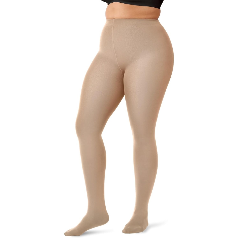 image:imageOEAK Womens Fleece Lined Tights Leggings Plus Size Thermal Warm Thick Opaque Tights Tummy Control High Waisted PantyhoseCream Nude