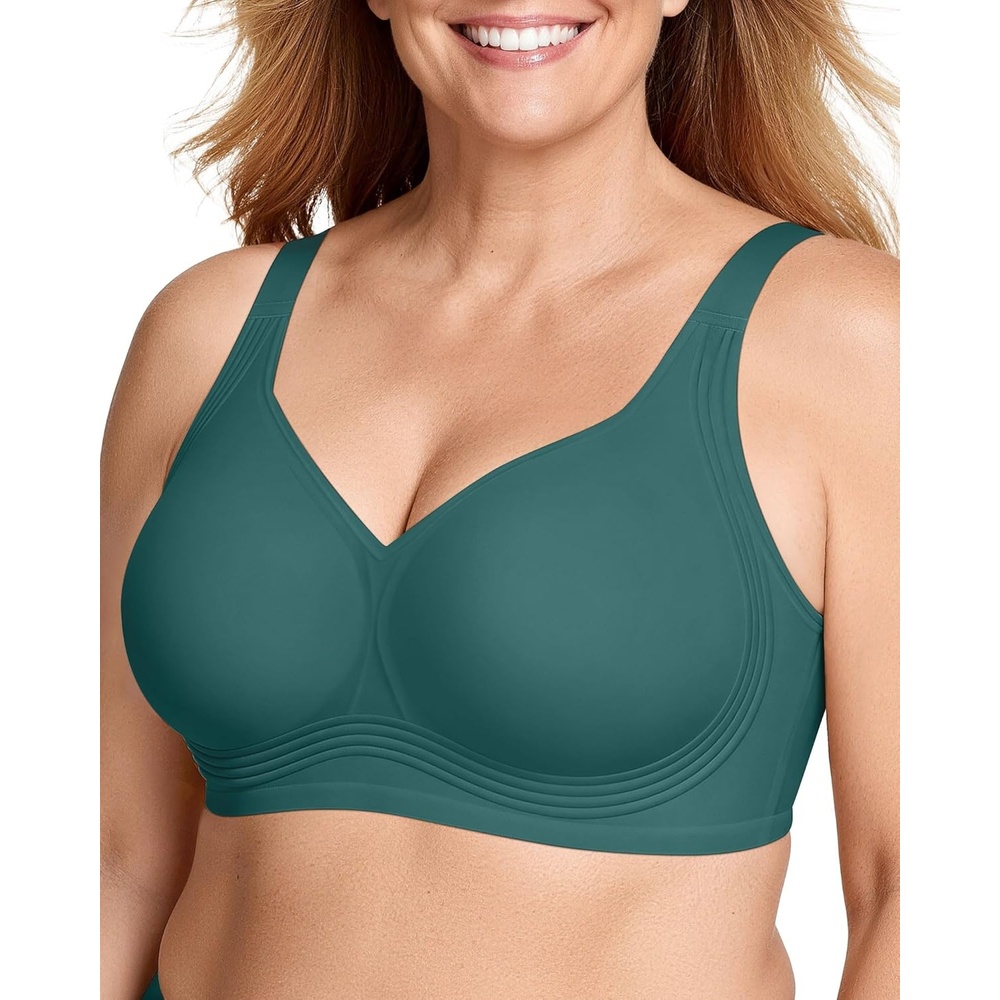 image:imageOEAK Womens Wireless Jelly Bra Plus Size Supportive Seamless Bras Full Coverage Push Up Comfortable No Underwire Tshirt BrasEmerald Gem