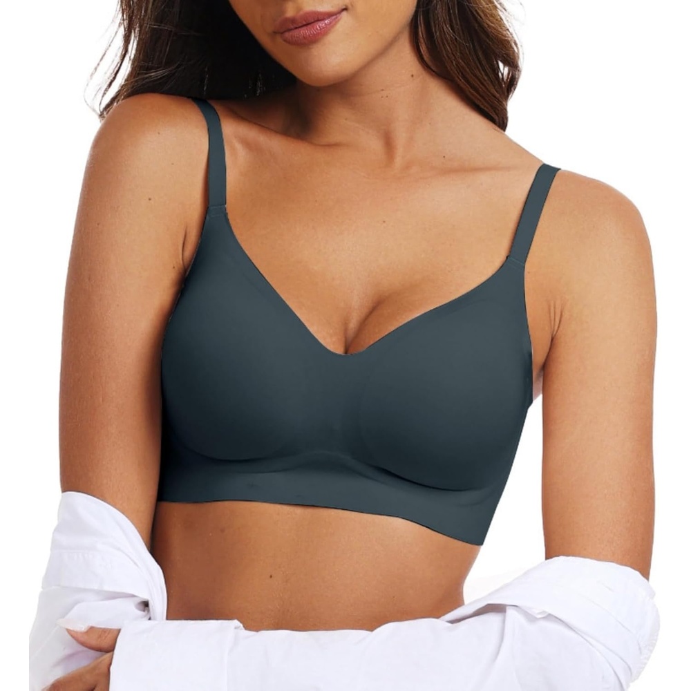 image:imageOEAK Womens Wireless Jelly Bras Comfortable Push Up Bra No Underwire Gel Bra Full Support Lift Everyday Seamless Tshirt BrasNavy