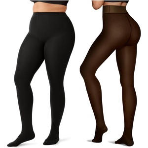 image:imageOEAK Thermal Warm Thick Opaque Pantyhose Black MLFleece Lined Tights Sheer Fake Translucent Black LXL 200g