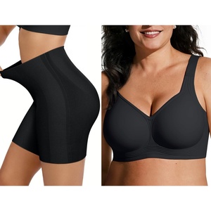 image:imageOEAK Tummy Control Shapewear Shorts amp Supportive Wireless Bras Black L