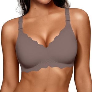 image:imageOEAK Women Jelly Bras No Underwire Scalloped Push Up Buttery Soft Tshirt Bra Seamless Full Coverage Convertible Everyday BraGrey