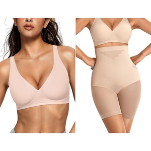 image:imageOEAK Womens Deep V Bras Wireless amp Tummy Control Shapewear SuperPower Nude XL