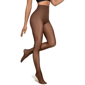 image:imageOEAK Womens Fleece Lined Tights Fake Translucent Pantyhose Thermal Opaque High Waisted Warm Legging Pants Footed Sheer Leggings Fake Translucent Coffee SM 220g
