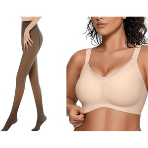image:imageOEAK Womens Fleece Lined Tights Fake Translucent Pantyhose Womens Wireless Bras V Mesh Comfortable Bralette Supportive Tshirt Bra No Underwire Fake Translucent Coffee 220g LXL  Nude L