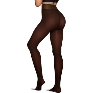 image:imageOEAK Womens Fleece Lined Tights Sheer Fake Translucent Pantyhose Thermal Tights High Waisted Footed LeggingsBrown