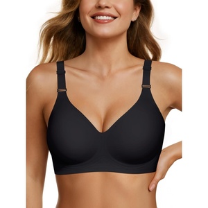 image:imageOEAK Womens Seamless Bras Jelly Comfortable Bra No Underwire Full Support Bra Push Up Plus Size V Neck Sleeping Tshirt BrasBlack