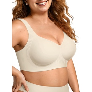 image:imageOEAK Womens Wireless Jelly Bra Plus Size Supportive Seamless Bras Full Coverage Push Up Comfortable No Underwire Tshirt BrasBeige