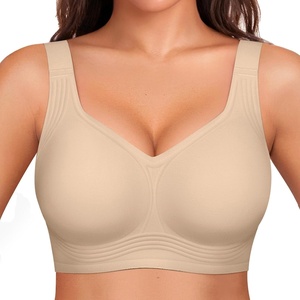 image:imageOEAK Womens Wireless Jelly Bra Plus Size Supportive Seamless Bras Full Coverage Push Up Comfortable No Underwire Tshirt BrasCreamy Beige