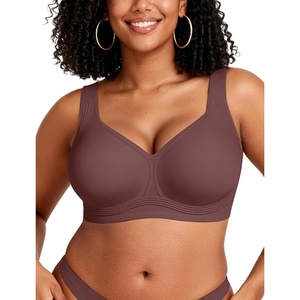 image:imageOEAK Womens Wireless Jelly Bra Plus Size Supportive Seamless Bras Full Coverage Push Up Comfortable No Underwire Tshirt BrasHazelnut