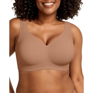 image:imageOEAK Womens Wireless Jelly Bra Plus Size Supportive Seamless Bras Full Coverage Push Up Comfortable No Underwire Tshirt BrasLatte