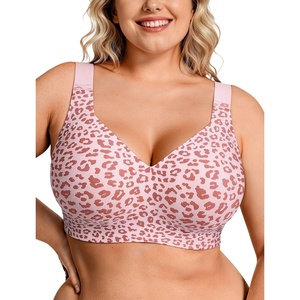 image:imageOEAK Womens Wireless Jelly Bra Plus Size Supportive Seamless Bras Full Coverage Push Up Comfortable No Underwire Tshirt BrasPink Leopard