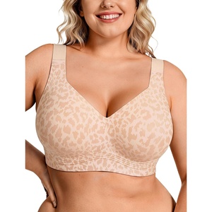 image:imageOEAK Womens Wireless Jelly Bra Plus Size Supportive Seamless Bras Full Coverage Push Up Comfortable No Underwire Tshirt BrasSkin Leopard