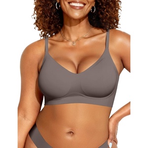 image:imageOEAK Womens Wireless Jelly Bras Comfortable Push Up Bra No Underwire Gel Bra Full Support Lift Everyday Seamless Tshirt BrasGrey