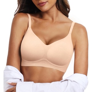 image:imageOEAK Womens Wireless Jelly Bras Comfortable Push Up Bra No Underwire Gel Bra Full Support Lift Everyday Seamless Tshirt BrasJacquard Nude