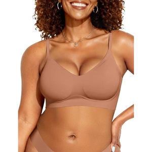 image:imageOEAK Womens Wireless Jelly Bras Comfortable Push Up Bra No Underwire Gel Bra Full Support Lift Everyday Seamless Tshirt BrasLatte